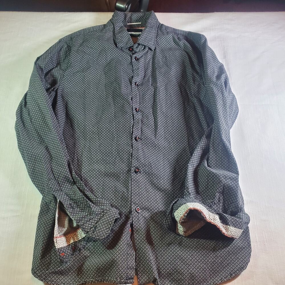 Denim & Flower Mens Shirt Size Medium M Black Long Sleeve Button Up Casual Top